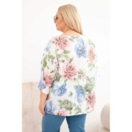 Moteriška Plus Size palaidinė su gėlių raštu, balta