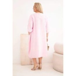 Moteriška Plus Size suknelė su kišenėmis, šviesiai rožinė