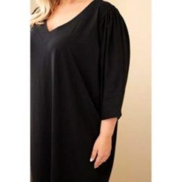 Moteriška Plus Size suknelė su kišenėmis, juoda