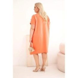 Moteriška Plus Size suknelė su sage, koralinė