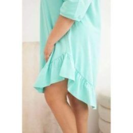 Moteriška Plus Size medvilninė suknelė su raukiniais, mėtų spalvos