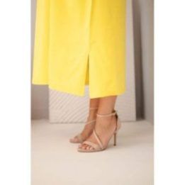 Moteriška Plus Size suknelė su V formos iškirpte, geltona