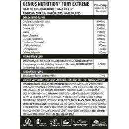 Treniruočių booster Genius Nutrition Fury Extreme 400 g