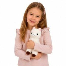 Baltas minkštas pliušinis alpakos žaislas 28 cm