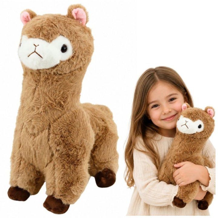 Pliušinė lama alpaka, smėlinė, 38 cm