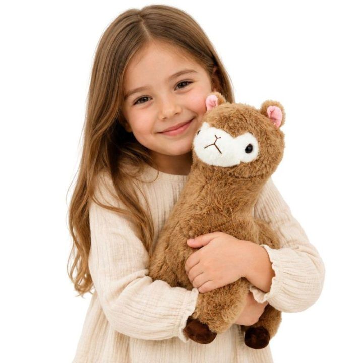 Pliušinė lama alpaka, smėlinė, 38 cm