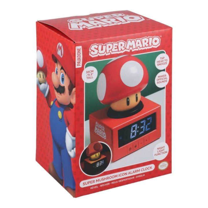 Paladone Super Mario Super Mushroom skaitmeninis žadintuvas su naktine lempute