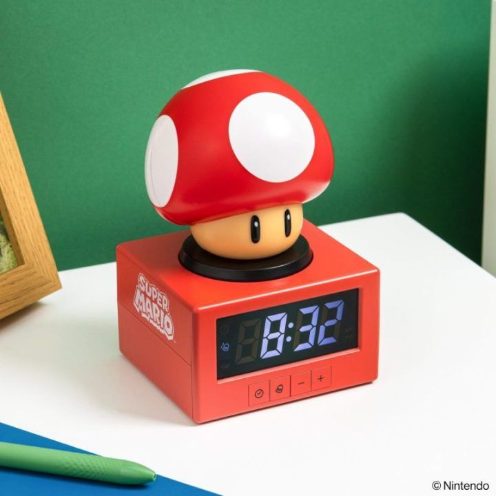 Paladone Super Mario Super Mushroom skaitmeninis žadintuvas su naktine lempute