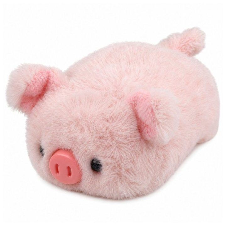 Rožinė pliušinė kiaulė-leidimas, minkštas žaislas 16 cm