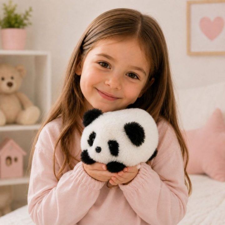 Minkštas pliušinis pandos žaislas juodai baltas, 16 cm