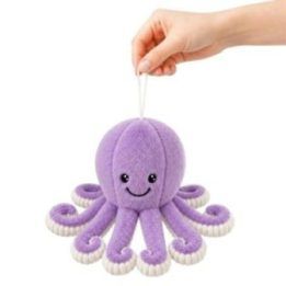 Violetinis pliušinis aštuonkojis su siurbtuku, 16 cm