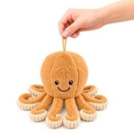 Smėlinis pliušinis aštuonkojis su elastingais čiuptuvais, 30 cm