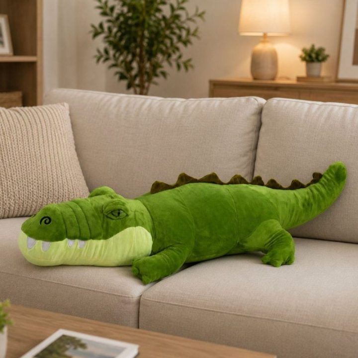 Žalias pliušinis krokodilas, 70 cm