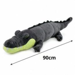 Pilkas pliušinis krokodilas 90 cm