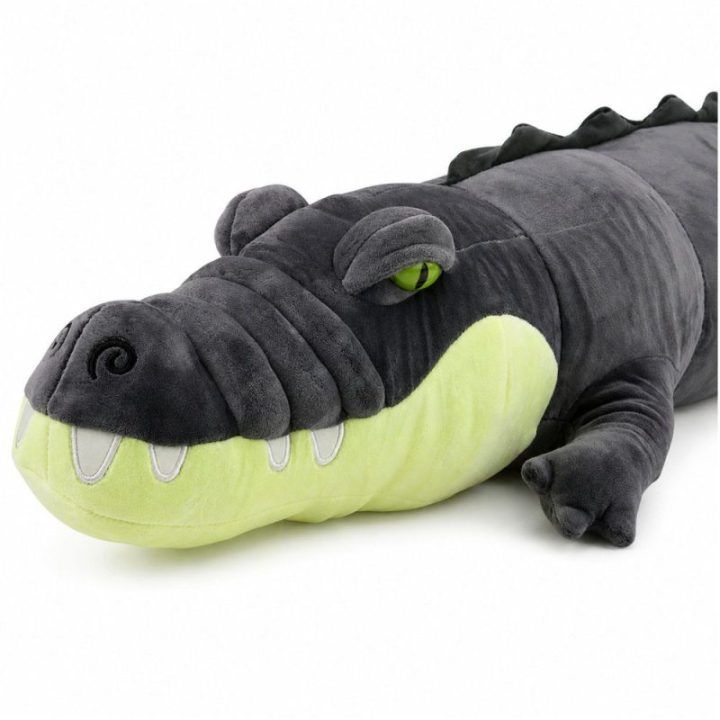 Pilkas pliušinis krokodilas 90 cm