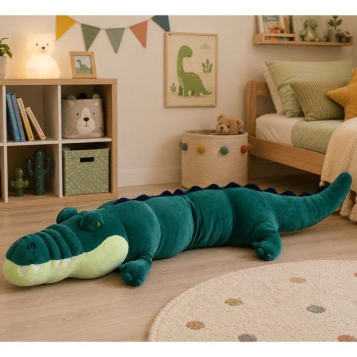 Didelis žalias pliušinis krokodilas, 150 cm
