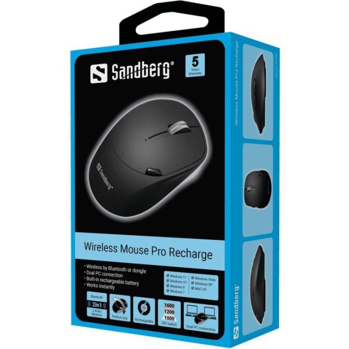 Sandberg 631-02 belaidė pelė Pro Recharge