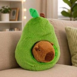 Žalias avokado pliušinis žaislas su kapibara, 35 cm