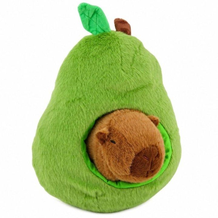 Žalias avokado pliušinis žaislas su kapibara, 35 cm