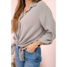 Moteriška muslino palaidinė oversize, kapučino spalvos