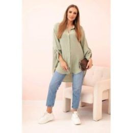 Moteriška oversize palaidinė iš muslino, chaki spalvos