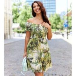 Moteriška žalia raštuota mini suknelė Leandro
