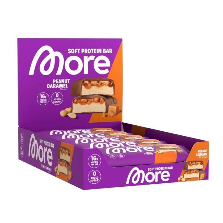 Baltyminis batonėlis More Nutrition Soft Protein Bar 10 × 50 g, žemės riešutų ir karamelės skonio