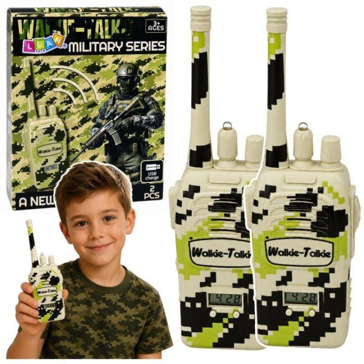Kariniai vaikiški racijos walkie-talkie USB, 2 vnt