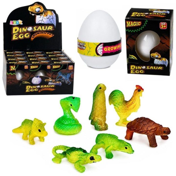 Kiaušinis su besivystančiu dinozauru vandenyje, baltas, 6,5 cm