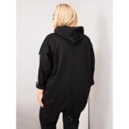 Moteriškas Plus Size džemperis su gobtuvu, juodos spalvos