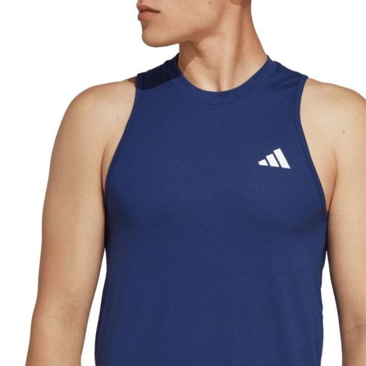 Vyriški adidas treniruočių marškinėliai be rankovių, tamsiai mėlyni