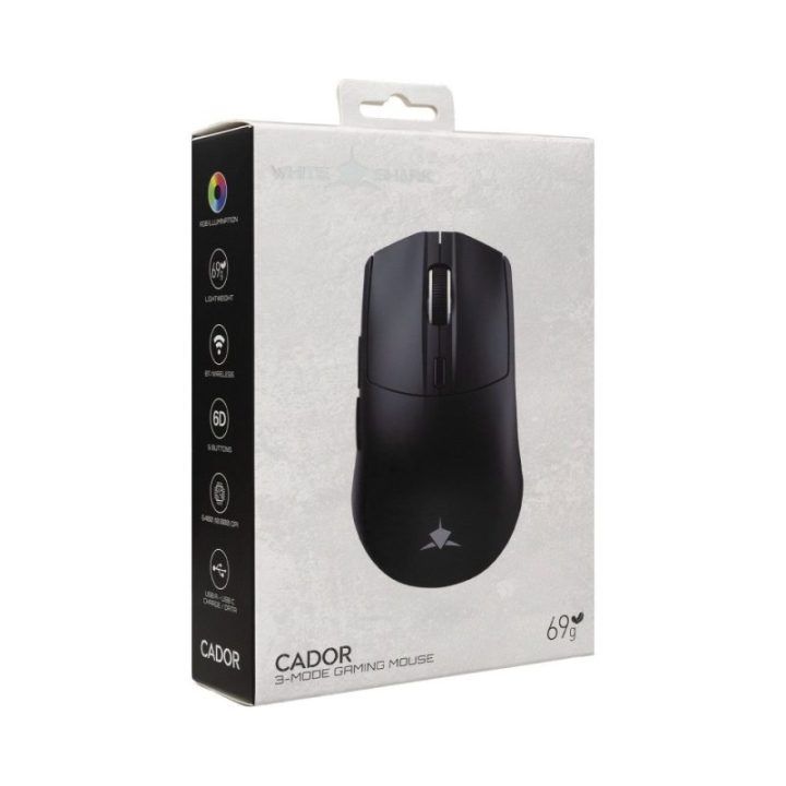 White Shark CADOR-B WGM-5020 belaidė žaidimų pelė, juoda