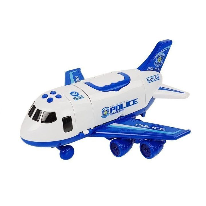 Sulankstomas policijos lėktuvas su automobiliais, 1:64, su šviesomis ir garsais