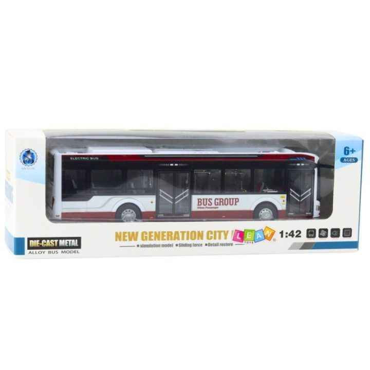 Žaislinis metalinis miesto autobusas su šviesomis ir garsais 1:42