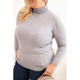 Moteriškas Plus Size megztinis su golfu, pilkas