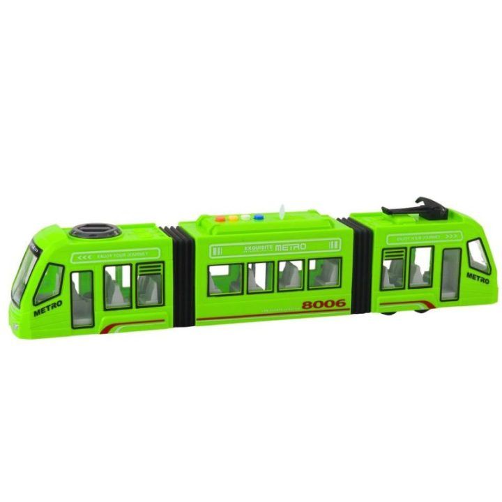 Žalias žaislinis metro traukinys 1:16 su šviesomis ir garsais