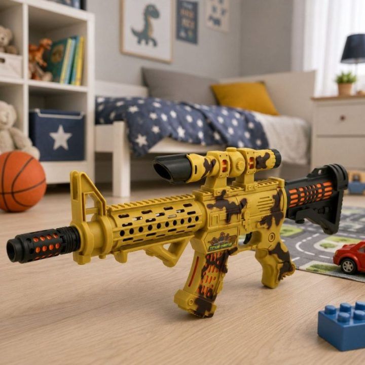 Žaislinis automatinis šautuvas su taikikliu, šviesomis ir garsais, 54 cm