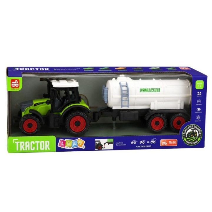 Žaislinis traktorius su cisterna ir trinties pavara, 34 cm