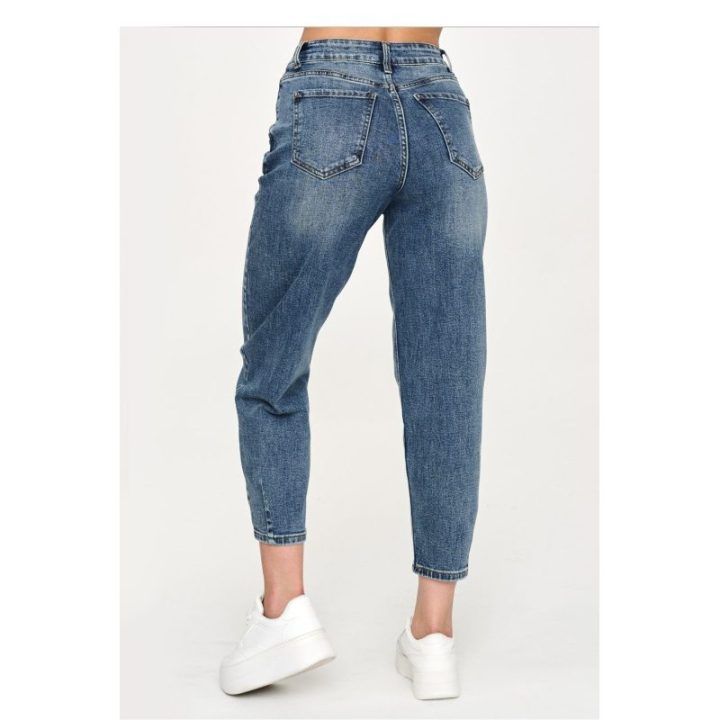 Moteriškos mom fit džinsinės kelnės Makadamia