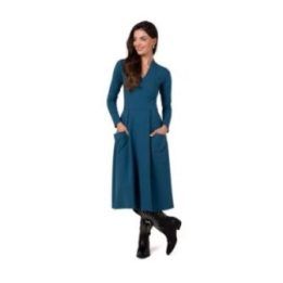 Mėlyna suknelė su kišenėmis BeWear