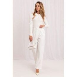 Balto megztinio tipo viršutinė dalis su apykakle Italy Moda