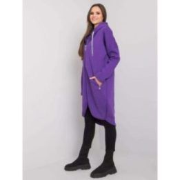 Violetinis moteriškas susegamas džemperis su gobtuvu ir kišenėmis