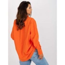 Oranžiniai oversize marškiniai su sutraukimais