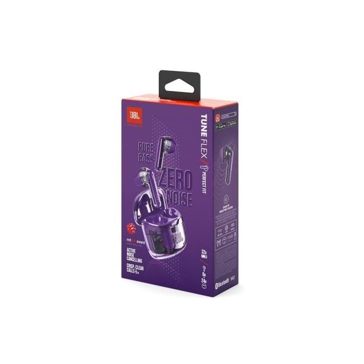 JBL Tune Flex NC Ghost Purple belaidės ausinės, violetinės