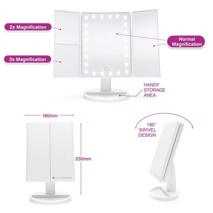 Rio MMFD-WH-EU/1,3 LED kosmetinis veidrodis su jutikliniu valdymu, baltas