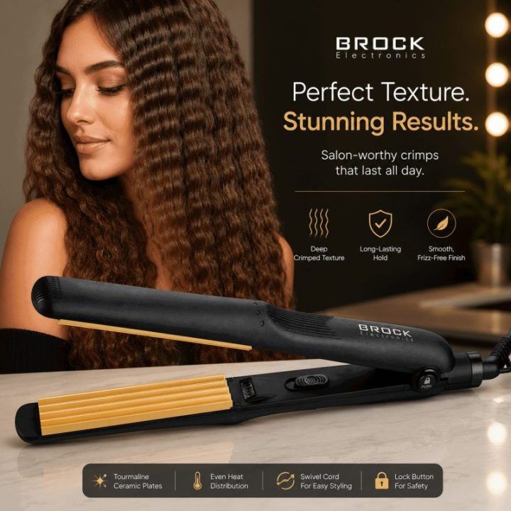 Brock HC 2001 BK keraminės gofravimo žnyplės 35 W, juodos