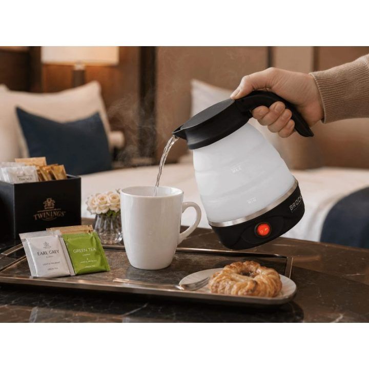 Brock WK 0904 BK sulankstomas kelioninis virdulys 0,5 l, 500 W, juodas/baltas