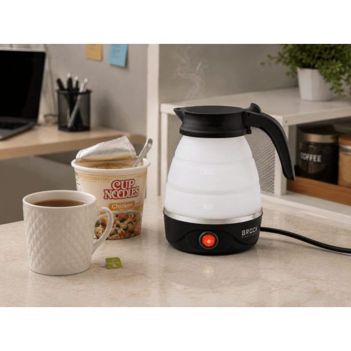 Brock WK 0904 BK sulankstomas kelioninis virdulys 0,5 l, 500 W, juodas/baltas
