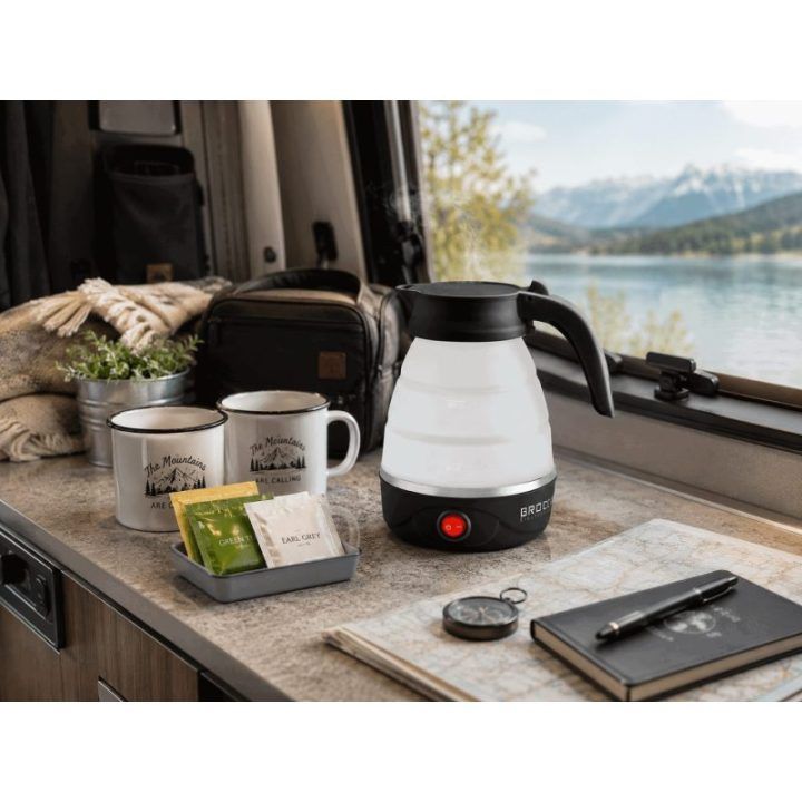 Brock WK 0904 BK sulankstomas kelioninis virdulys 0,5 l, 500 W, juodas/baltas