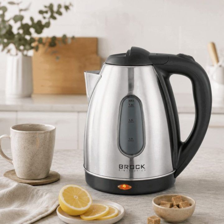 Brock WK 0601 SS elektrinis virdulys 1,8 l, 1500 W, juodas/nerūdijančio plieno
